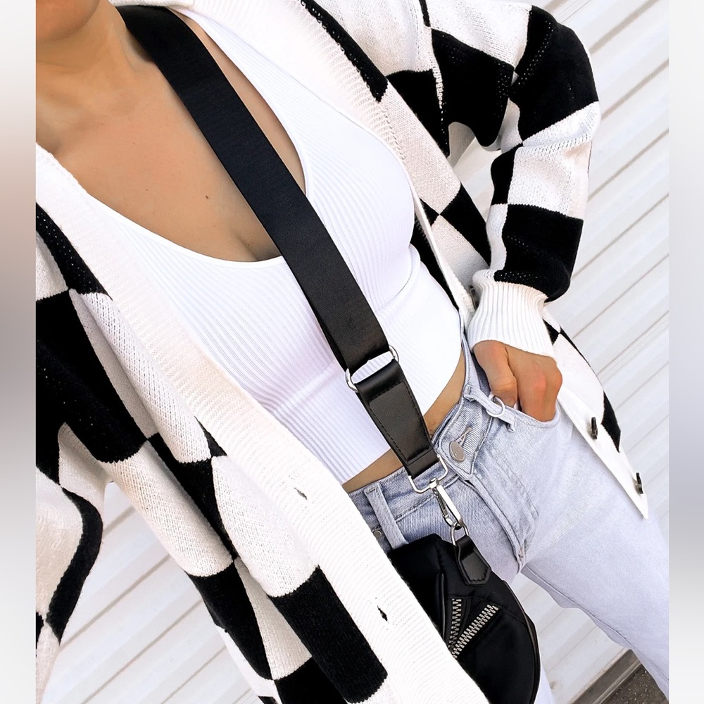 New Black and white checkered cardigan